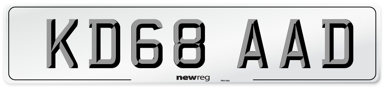 KD68 AAD Number Plate from New Reg